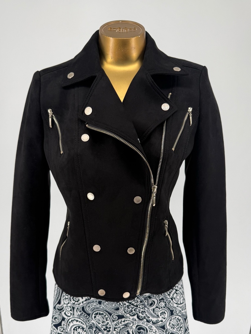 NWT White House Black Market Black Women’s Moto Jacket -Classic Zip Front Size 2